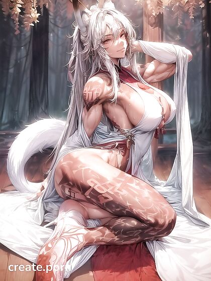 Beautiful White-Skinned Spell Tattoo Milf in Hentai IA Action