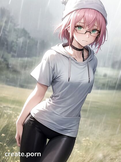 Freckled Girl 18+ in Oversized Hoodie and Green Outfit Gets Naughty in Hentai AI Image