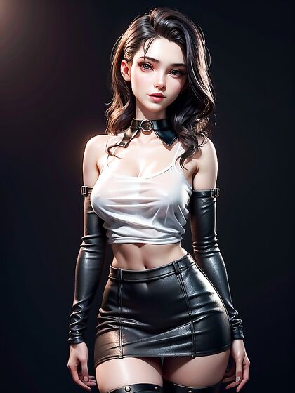Wet T-Shirt and Thigh High Stockings in Seductive Hentai AI Image