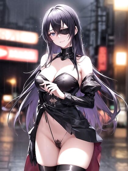 Rainy Night Surprise - Neon-Lit Moments in Horny Hentai AI Image