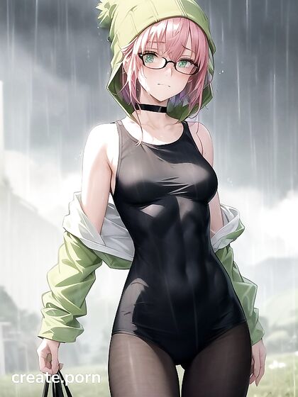 Freckled Beauty in Extra Large Hoodie and Green Clothes Gets Naughty in Hentai AI Image
