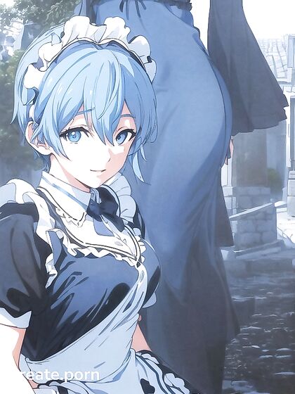 Smiling Through Tears in a Charmingly Vintage Red-Roofed Village Hentai AI Image
