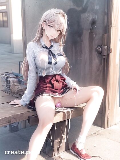 Sitting on the Bed with a Massive Dildo in Seductive Hentai AI Image