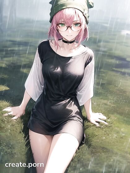 Freckled Beauty in Green Hoodie Seduces in Steamy Hentai AI Image