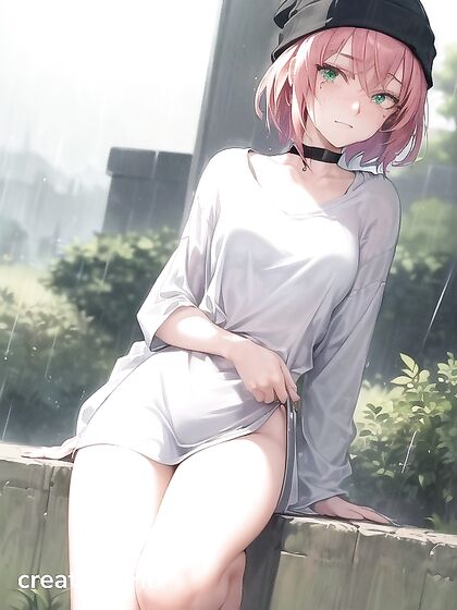 Freckled Beauty in Green Clothing Wrapped in an XL Hoodie for Hentai Pleasure