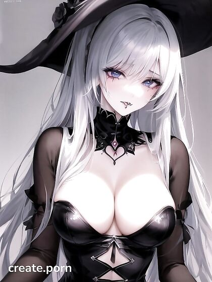 Goth Girl 18+ in Lacey Witch Costume with Smudged Makeup Performs Blowjob