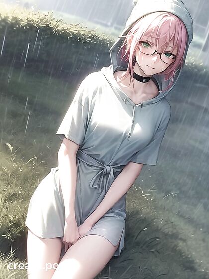 Freckled Cutie in Extra Large Green Hoodie Seduces in Steaming Hentai AI Image