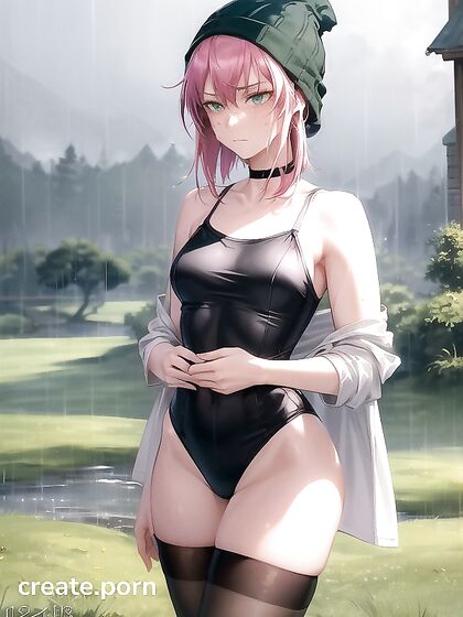 Freckled beauty in extra large hoodie and green clothes for naughty hentai fun