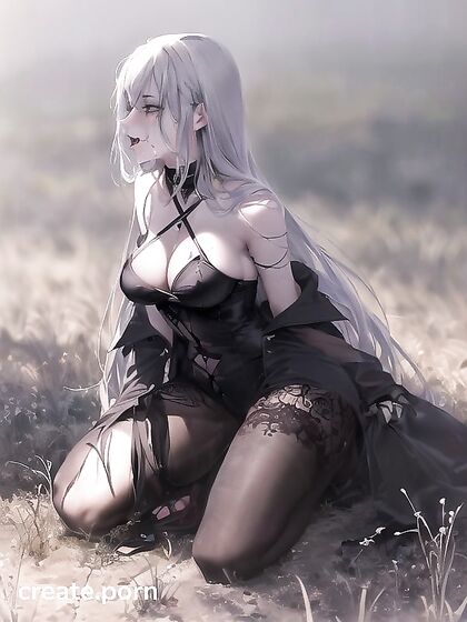 Goth Girl 18+ with Smudged Makeup While Kneeling in Lacey Witch Costume for Blowjob Hentai Pleasure