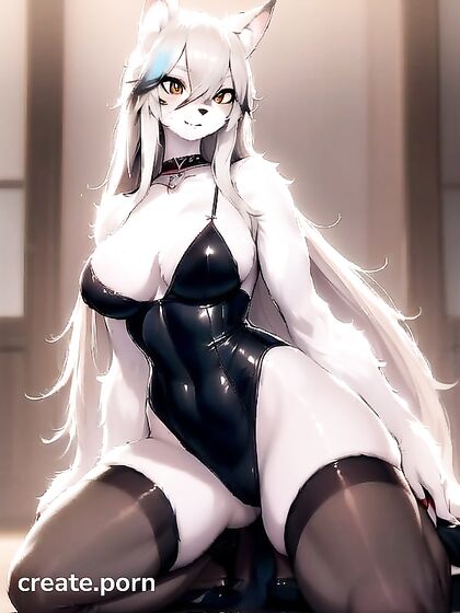 Choked Furry in Seductive Black Lingerie for Steamy Hentai AI Image