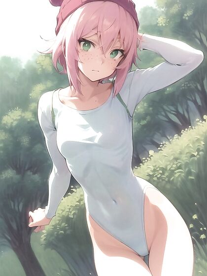 Freckled Beauty in Extra Large Hoodie and Green Clothes -Hentai Pleasure