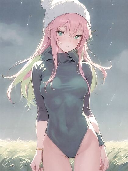 Freckled Beauty in Green and Pastel-Colored Outfit Exploring Hentai Pleasures