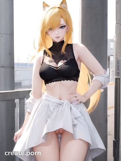 Cute Pussy and Beautiful Tits Revealed in No-Panties Hentai AI Image