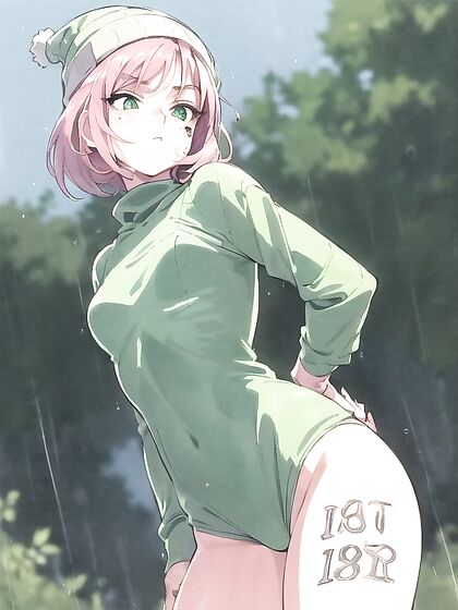 Freckled Cutie in Pastel-Colored Extra Large Hoodie for Steamy Hentai AI Image