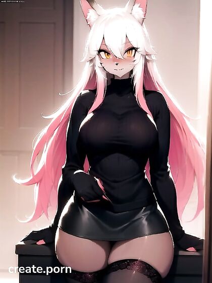 Long-Haired Black Beauty Wears Thigh-High Socks in Seductive Hentai AI Image