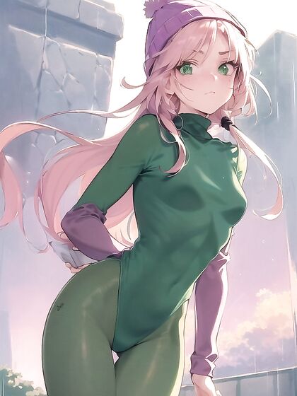 Freckled Goddess in Green and Pastel hues for Sensual Hentai Pleasure