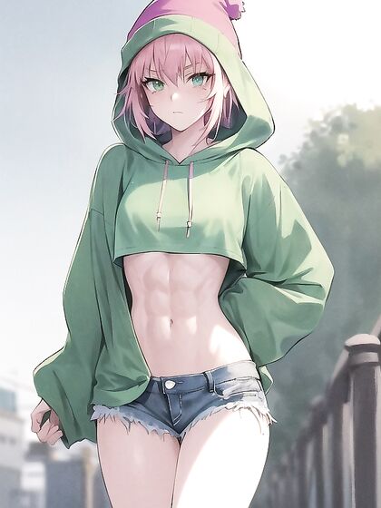Freckled Beauty in Extra Large Green Hoodie for Steamy Hentai Pleasure