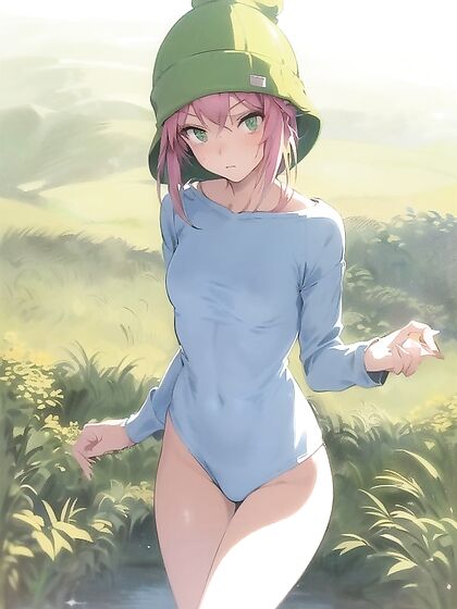 Wearing Pastel Greens and an Oversized Hoodie for Seductive Hentai Pleasure