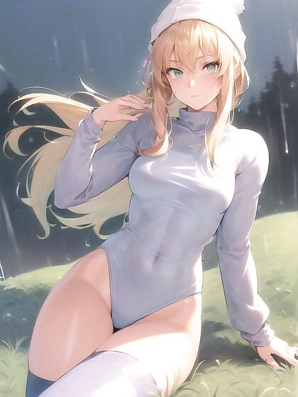 Pastel-Colored Outfit and Extra Large Hoodie in Steamy Green Clothing Hentai AI Image