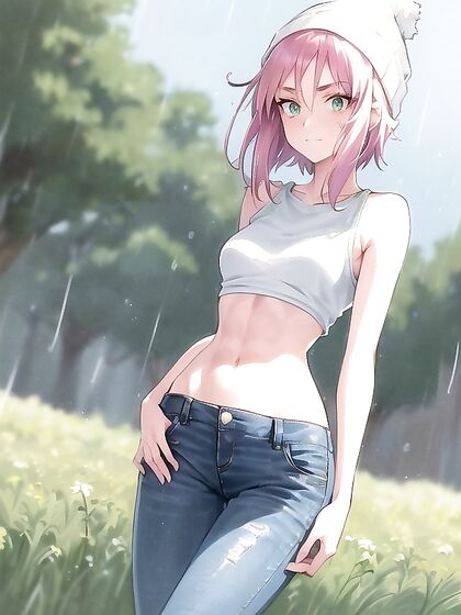 Freckled Cutie in Pastel-Colored Oversized Hoodie for Steamy Hentai AI Image