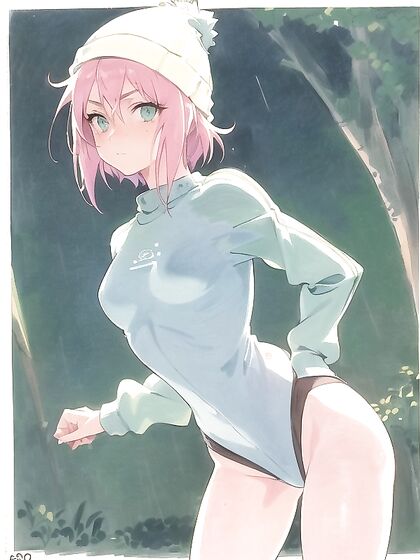 Freckled Cutie in Pastel-Colored Extra Large Hoodie for Steamy Hentai AI Image