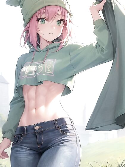 Freckled Beauty in Pastel Greens Dazzles in Vibrant Hentai AI Image
