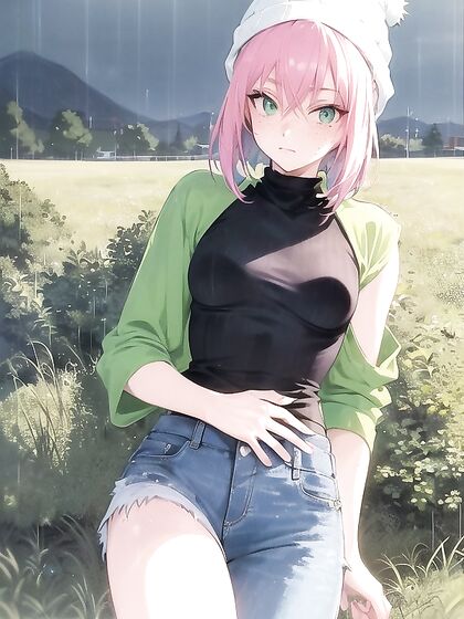 Pastel-Colored Cutie in Green Hoodie Exploring Sexy Hentai Fantasies