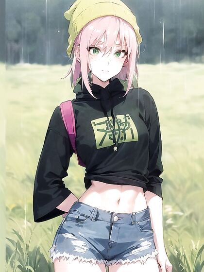 Freckled Beauty Wears Oversized Hoodie for Sexy Anime Action