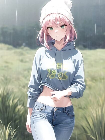 Freckled Beauty in Pastel Greens Drenched in Hentai Pleasure