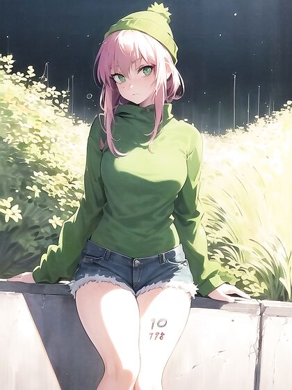 Freckled Girl 18+ in Green and Pastel Clothes Exploring Hentai Pleasures