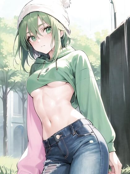 Freckled Beauty in Pastel Greens Ignites Passionate Hentai Pleasure