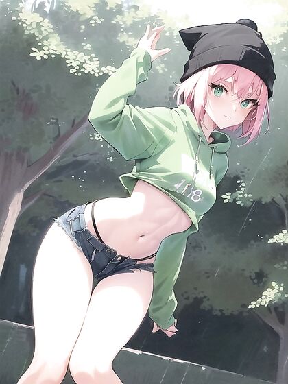 Freckled Beauty in Pastel-Colored Oversized Hoodie for steamy Hentai AI Image