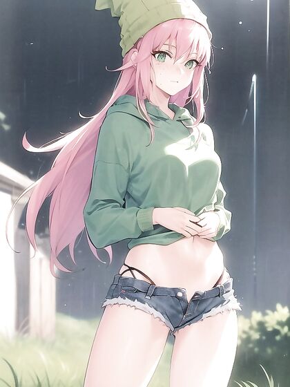 Pastel-Colored Green Hoodie Fits Perfectly in This Horny Hentai AI Image