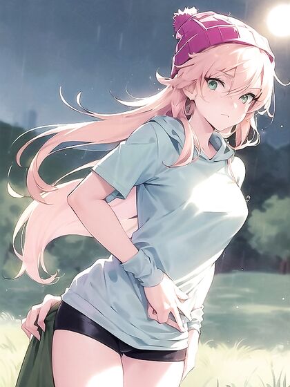 Freckled Cutie in Oversized Hoodie Enjoying Pastel-Colored Hentai Delights