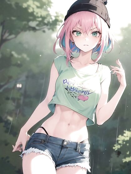 Freckled Cutie in Pastel-Colored Extra Large Hoodie Enjoying Horny Hentai AI Image