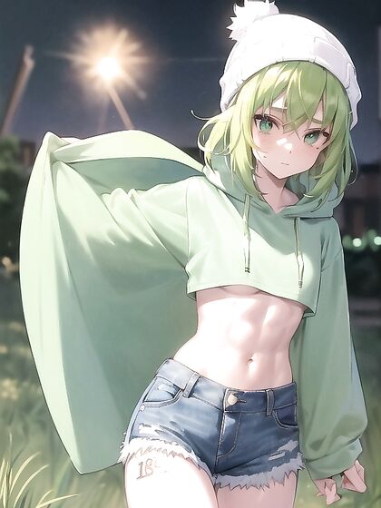 Freckled beauty in pastel hues rocks an oversized hoodie in mind-blowing Hentai AI Image