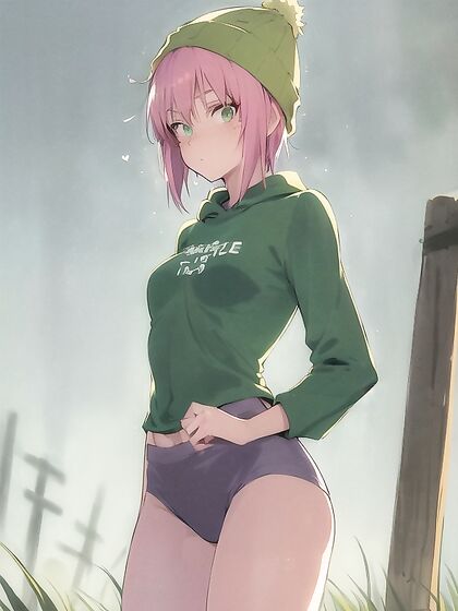 Freckled Cutie in Pastel-Colored Hoodie Exploring hentai Pleasures