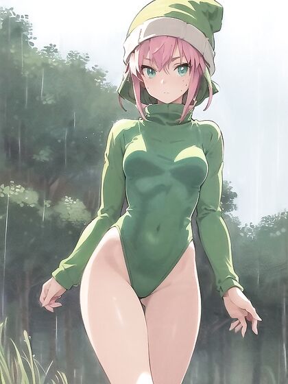 Freckled Cutie in Pastel Greens Drenched in Hentai Pleasure