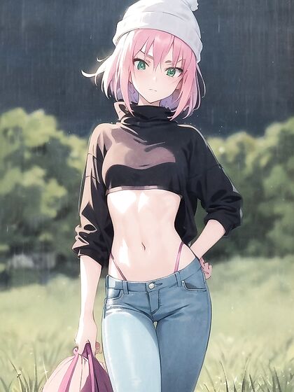 Freckled Cutie in Oversized Hoodie Enjoying Pastel-Colored Hentai Delights