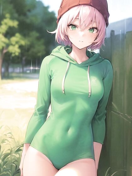 Freckled Beauty in Green and Pastel Shades for Steamy Hentai AI Image