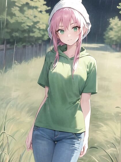 Freckled Cutie in Pastel Greens Teased in Seductive Hentai AI Image