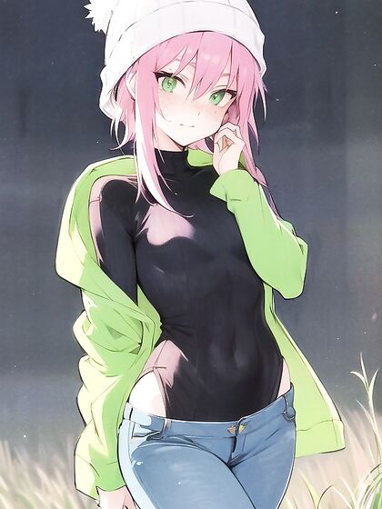 Freckled Beauty Wears Oversized Hoodie in Dreamy Pastel Hentai AI Image