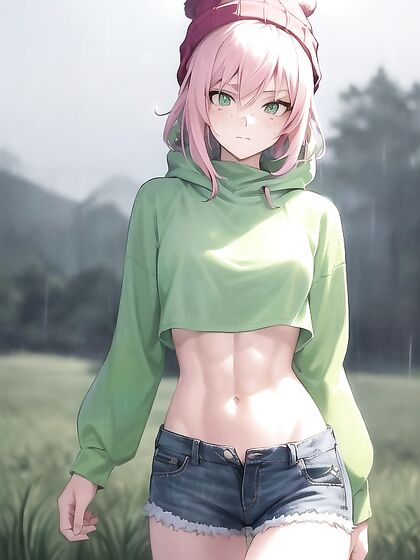 Freckled Beauty in Pastel Greens Enjoys Seductive Hentai Pleasure