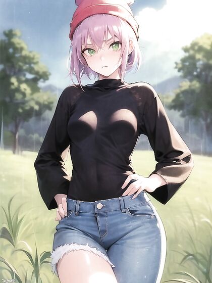 Pastel-Colored Green hoodie Wears Outfit in Seductive Hentai AI Image