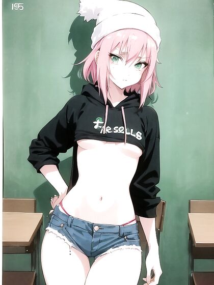 Freckled Cutie in Pastel-Colored Extra Large Hoodie for Steamy Hentai Fun