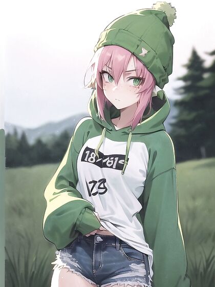 Freckled Beauty in Pastel Greens Seduces in Mind-Blowing Hentai AI Image