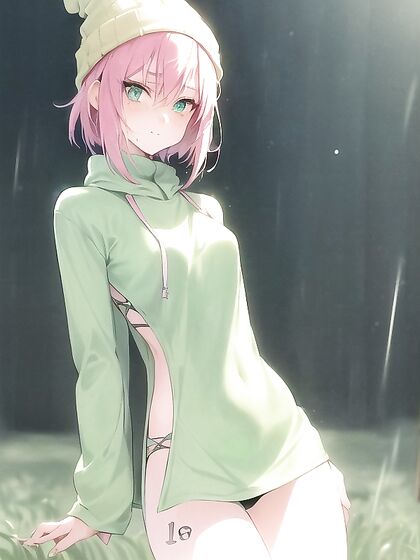 Freckled Girl 18+ in Pastel-Colored Oversized Hoodie for Steamy Hentai AI Image