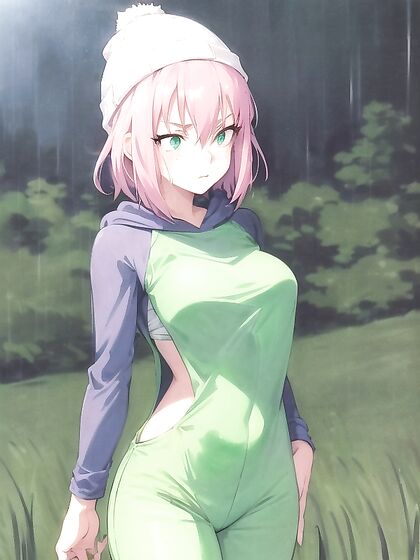 Freckled Beauty in Pastel Greens Takes Center Stage in Mesmerizing Hentai AI Image