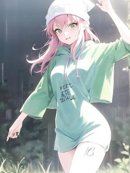Freckled Girl 18+ in Green Hoodie Seduces You in Extra Hot Hentai AI Image