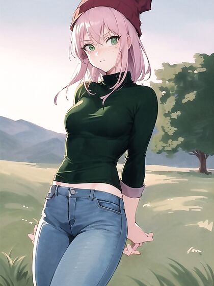 Freckled Girl 18+ in Pastel-Colored Extra Large Hoodie for Steamy Hentai AI Image